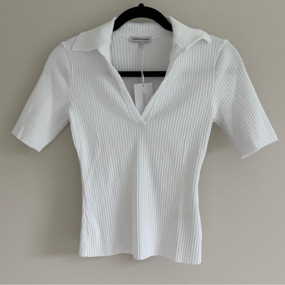 Cotton Citizen Short Sleeve Ibiza Polo shirt, NWT, Size Medium, Classic White - Picture 2 of 7